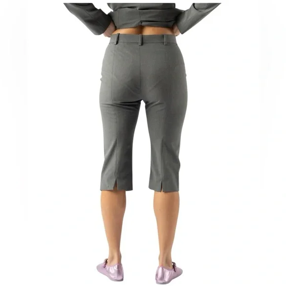 Sandy Liang Melvin Capri Length Trouser Pant in Grey NWT Wool Blend